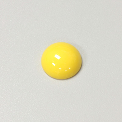 Plastic Flat Back Opaque Cabochon - Round 15MM BRIGHT YELLOW