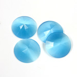 Fiber-Optic Flat Back Cabochon - Rauten Rose Round 15MM CAT'S EYE AQUA