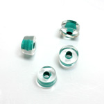 Plastic Bead - Color Lined Smooth Large Hole - Round 5x10MM CRYSTAL LIGHT TURQUOISE LINE