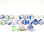 Czech Pressed Glass Bead - Smooth Bicone 06MM MATTE STRIPED CRYSTAL