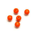 Plastic Bead - Opaque Color Smooth Round 08MM BRIGHT TANGERINE