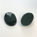 Plastic Flat Back Faceted 2-Hole Opaque Sew-On Stone - Oval 25x18MM JET