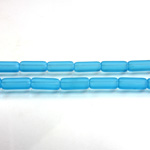 Glass Pressed Bead - Smooth Tube 10x4MM MATTE AQUA