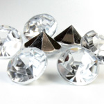 Plastic Point Back Foiled Stone - Round 12MM CRYSTAL