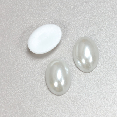 Plastic Medium Dome Pearl Cabochon - Oval 18x13MM WHITE