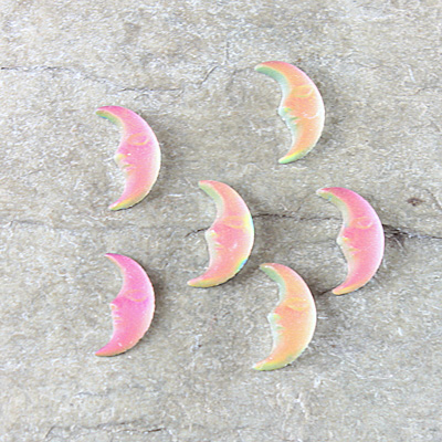 Glass Flat Back Moon - 08MM MATTE IRIDIS Foiled