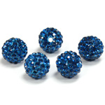 Rhinestone Bead Pave with 1.7MM Hole Metal Base Round 10MM CAPRI BLUE