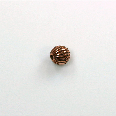 Metalized Plastic Bead - Ribbed Round Melon 06MM ANT COPPER
