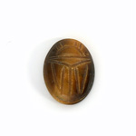 Gemstone Flat Back Carved Scarab 20x15MM TIGEREYE