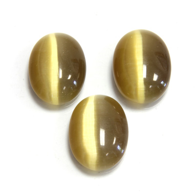 Fiber-Optic Flat Back Cabochon - Oval 18x13MM CAT'S EYE LT BROWN