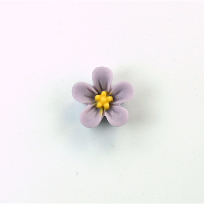 Plastic Carved No-Hole Flower - StarShape 14MM 14MM MATTE LIGHT PURPLE with YELLOW CENTER