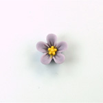 Plastic Carved No-Hole Flower - StarShape 14MM 14MM MATTE LIGHT PURPLE with YELLOW CENTER