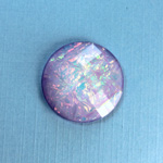 Plastic Flat Back Faceted Cabochons - Rauten Rose - Stone - Round 25MM OPAL LILAC DYED