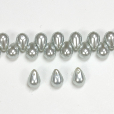 Glass Pendant Pearl Drop 8x6MM LT BLUE