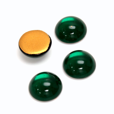 Glass Medium Dome Foiled Cabochon - Round 13MM EMERALD