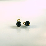 Pressed Glass Bead with 1 Brass Loop - Round 06MM JET