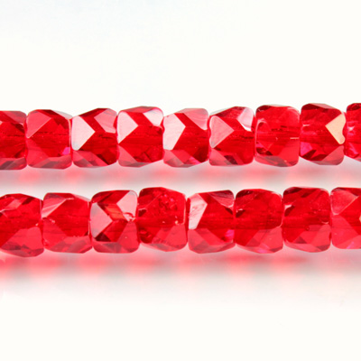 Czech Glass Fire Polished Bead - Spacer 09x6MM RUBY