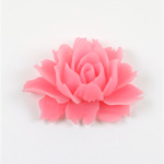 Plastic Carved No-Hole Flower - Rose 43x32MM TRANS MATTE PINK