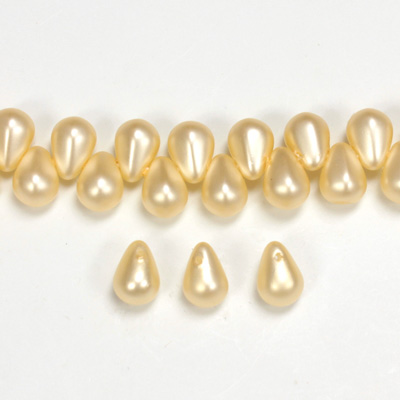 Glass Pendant Pearl Drop 8x6MM MATTE CREME