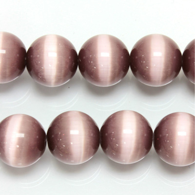 Fiber-Optic Synthetic Bead - Cat's Eye Smooth Round 12MM CAT'S EYE LT PURPLE