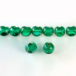 Czech Glass Fire Polish Bead 3 Cut Window 08MM EMERALD with DIFFUSION COATING