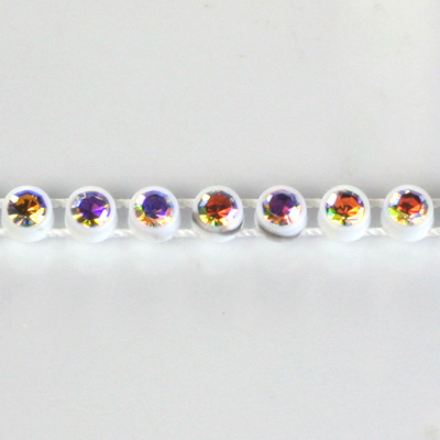 Plastic Rhinestone Banding 1 Row PP29 (SS15) CRYSTAL AB-WHITE