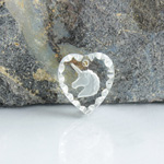 German Glass Engraved Buff Top Intaglio Pendant - UNICORN Heart 12x11MM MATTE CRYSTAL