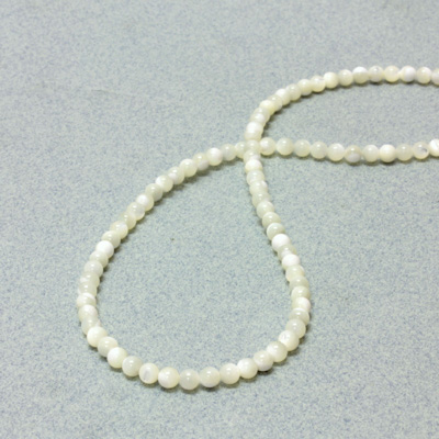 Shell Bead - Smooth with Large Hole - Round 04MM WHITE TROCHUS, 1.1mm Hole