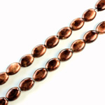 Czech Pressed Glass Bead - Flat Oval 08x6MM PATINA COPPER