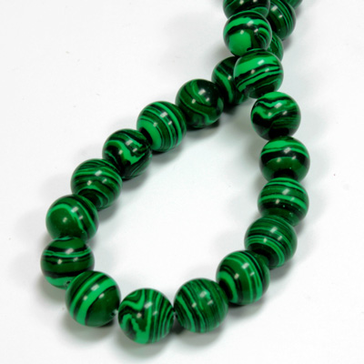 Imitation Gemstone Bead Smooth Round 10MM IMITATION MALACHITE