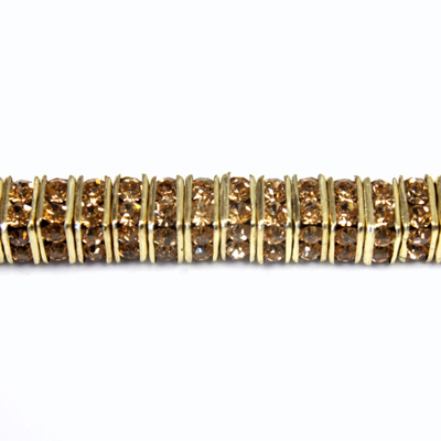 Czech Rhinestone Rondelle - Square 04.5MM LT COLORADO TOPAZ-GOLD