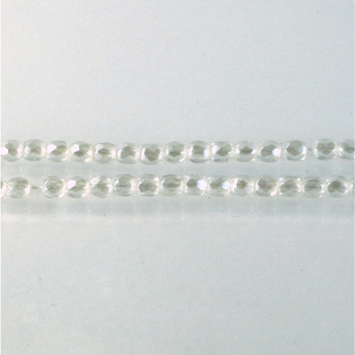 Czech Glass Pearl Faceted Fire Polish Bead - Round 03MM WHITE ON CRYSTAL 78402