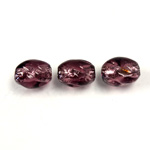 Czech Glass Lampwork Bead - Oval Twist 12x8MM AMETHYST SILVER LINE 2002