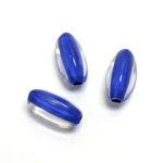 Plastic Bead - Color Lined Smooth Beggar 17x9MM CRYSTAL BLUE LINE