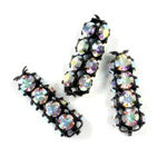 Preciosa Rhinestone Rondelle Crystal Tubes 20x7MM CRYSTAL AB/BLACK