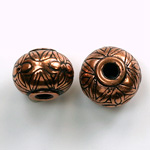 Metalized Plastic Engraved Bead - Spacer 16x12MM ANT COPPER