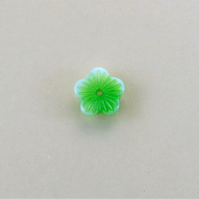 German Glass Flower with Center Hole - Round 07MM GREEN