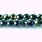 Czech Glass Fire Polish Bead - Round 08MM Full Coated IRIS GREEN