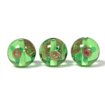 Czech Glass Lampwork Bead - Smooth Round 12MM Flower ON PERIDOT