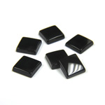 Gemstone Flat Back Single Bevel Buff Top Stone - Square 08x8MM BLACK ONYX