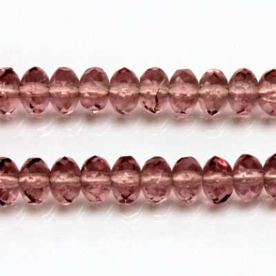 Czech Glass Fire Polish Bead - Rondelle Donut 07x4MM LIGHT AMETHYST