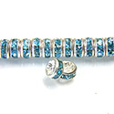 Czech Rhinestone Rondelle - Round 04.5MM AQUA BOHEMICA-SILVER