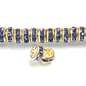 Czech Rhinestone Rondelle - Round 04.5MM LT SAPPHIRE-GOLD