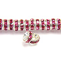 Czech Rhinestone Rondelle - Round 04.5MM ROSE-SILVER