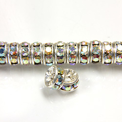Czech Rhinestone Rondelle - Round 05MM CRYSTAL AB-SILVER