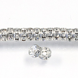 Czech Rhinestone Rondelle - Round 05MM CRYSTAL-SILVER