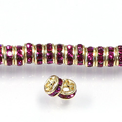 Czech Rhinestone Rondelle - Round 05MM FUCHSIA-GOLD