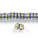 Czech Rhinestone Rondelle - Round 05MM LT SAPPHIRE-GOLD