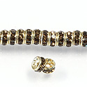 Czech Rhinestone Rondelle - Round 05MM SMOKE TOPAZ-GOLD