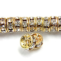 Czech Rhinestone Rondelle - Round 06MM CRYSTAL-GOLD